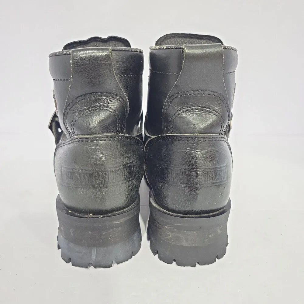 Harley-Davidson Faded Glory Boots Women's Size 8 US Black Lace Up Leather Moto